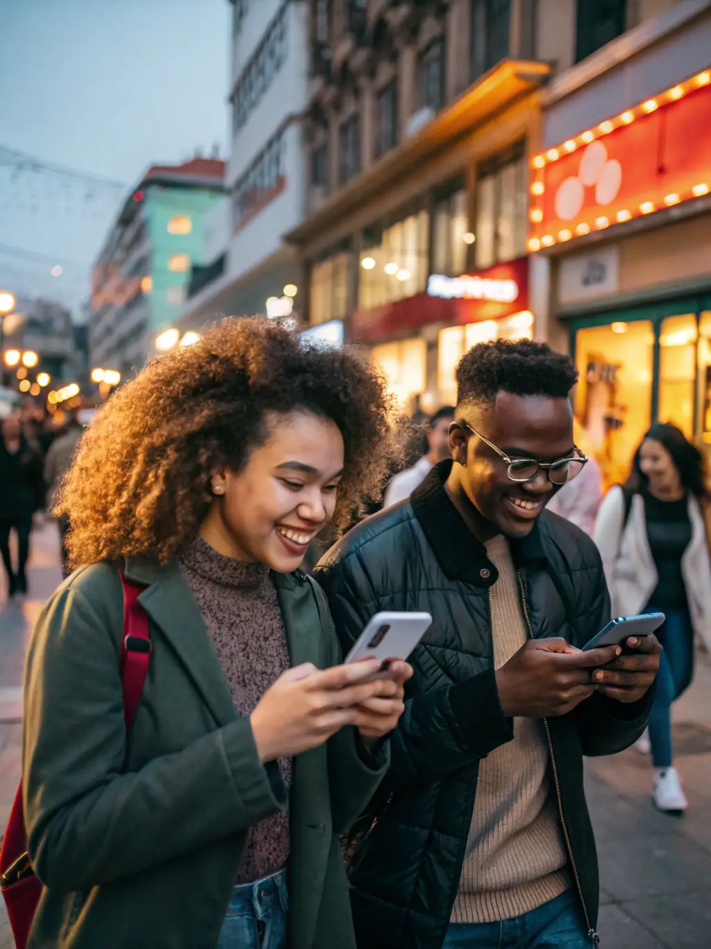 A diverse group of people using the Ritzeker app to book a ride, showcasing the ease and convenience of the service.